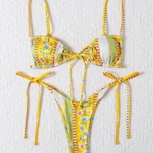 Yellow Floral Bikini Set
